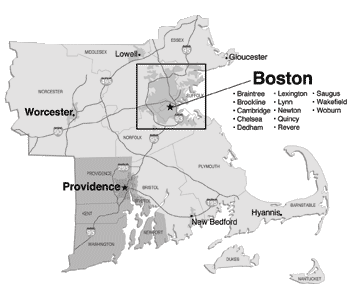 Eastern Mass and Rhode Island Map